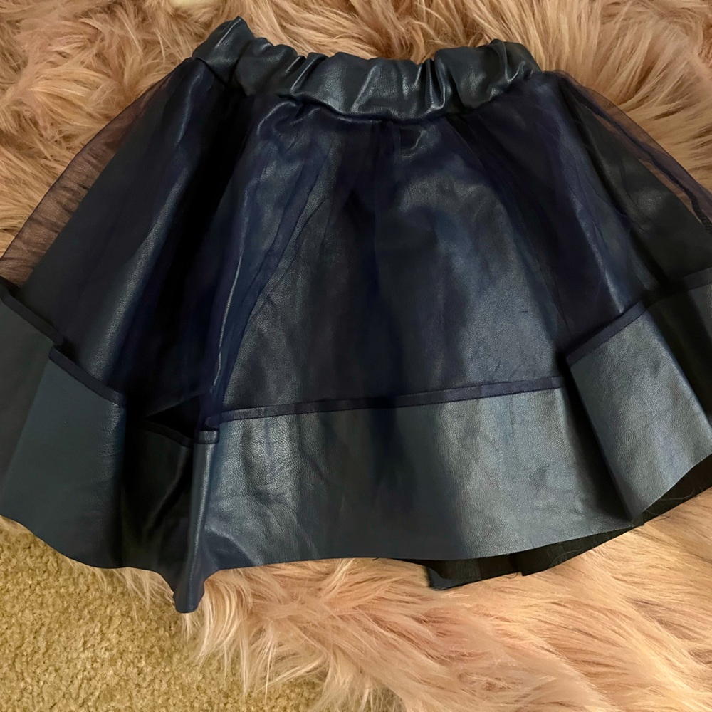 Kids faux leather and tulle skirt
